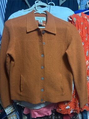 Jones Wear Orange Button-Front 100% Wool sweater